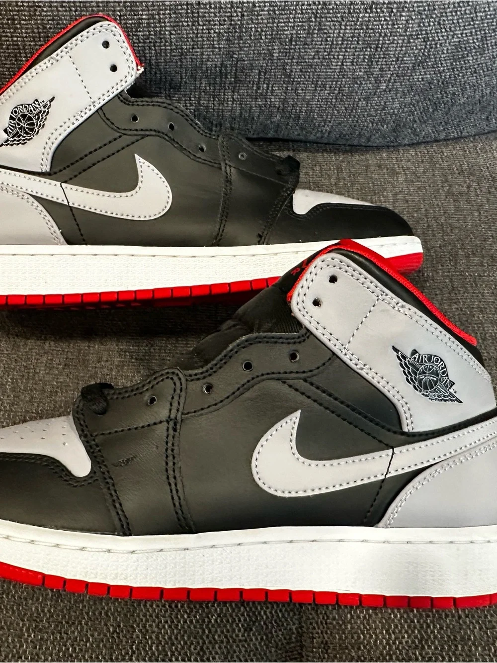 Nike Air Jordan High-Top Sneakers in Black, Gray & Red Boys Size 7